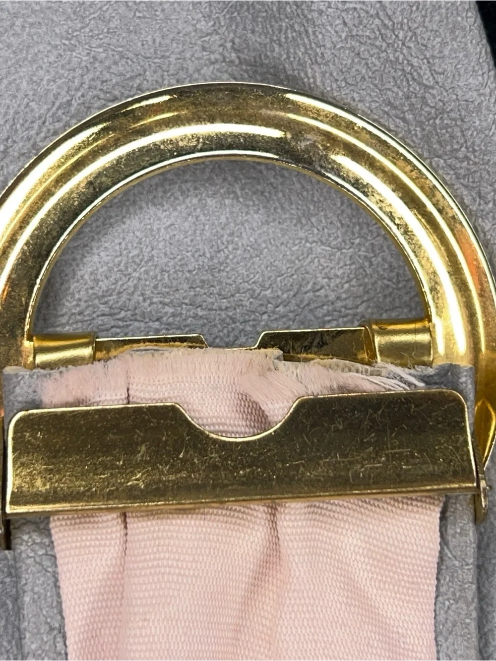 Vintage Small Grey Belt Retro 80s Round Gold Buckle Adjustable